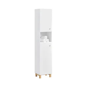 Armario Alto de Baño Mueble Baño Auxiliar Columna de Baño con 1 Comportamiento Abierto y 2 Puertas 34 x 30 x 170,5cm BZR91...