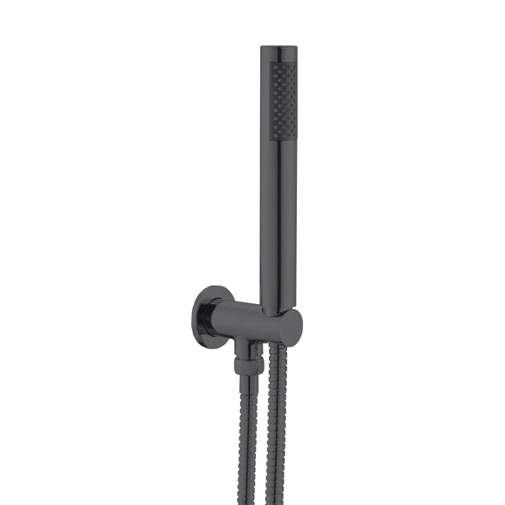 Kit doccia con punto acqua tondo metallo e doccino ABS nero
