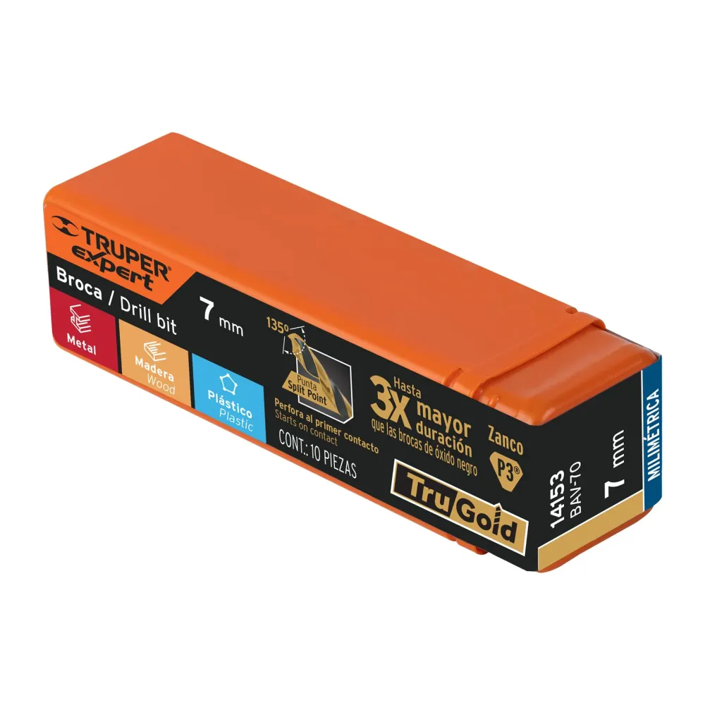 BROCA HSS 7.0 MM TRUGOLD PARA ACERO, TRUPER EXPERT