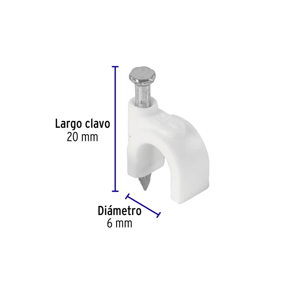 GRAPA PARA CABLE REDONDO 500 PZ 6MM