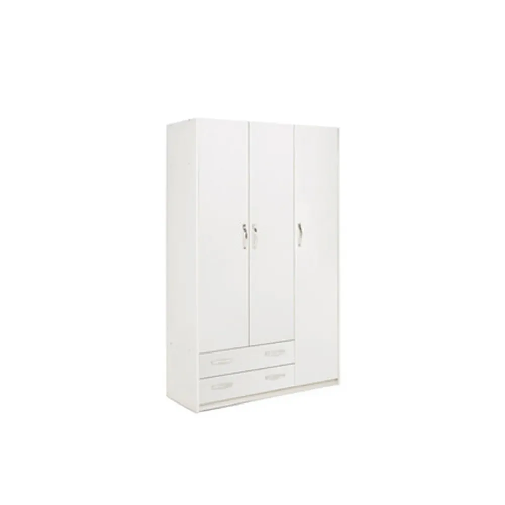 Armadio truciolare linea Moderno con 3 ante e 2 cassetti - Bianco