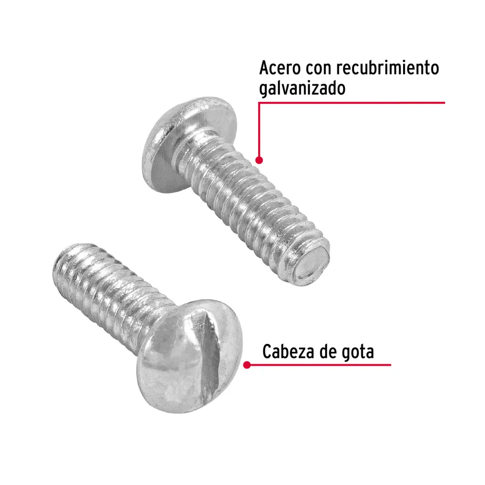Paq. 15 Pzas. de tornillos 1/4" x 3/4" tipo estufa, fiero TORE-1/4X3/4(15)