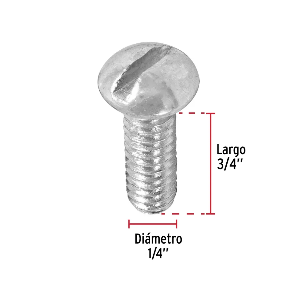 Paq. 15 Pzas. de tornillos 1/4" x 3/4" tipo estufa, fiero TORE-1/4X3/4(15)