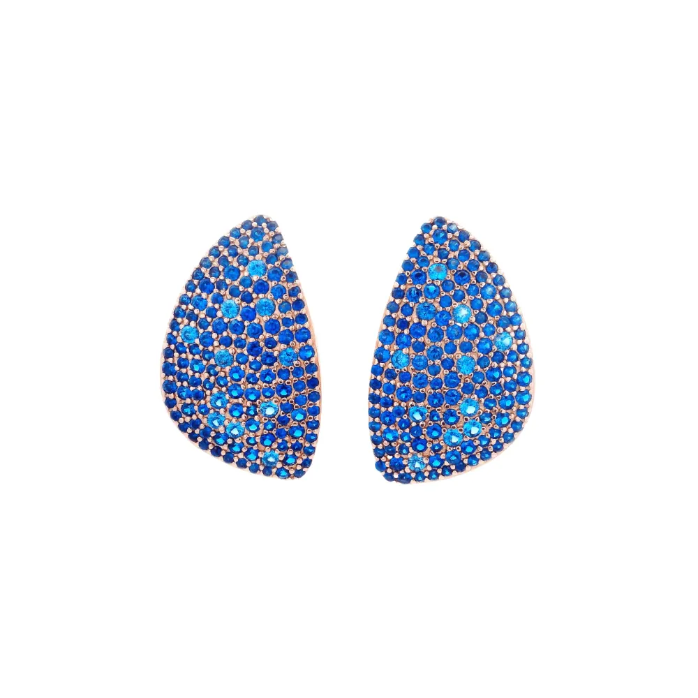 925RG OVAL IRREGULAR PAVE CZ AZUL EARRINGS