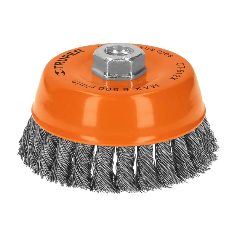 Carda copa de 5" de alambre trenzado denso, eje 5/8" 11, 11542 truper ct612x