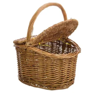 Cesta con tapas de mimbre marrón 28x22x15/31