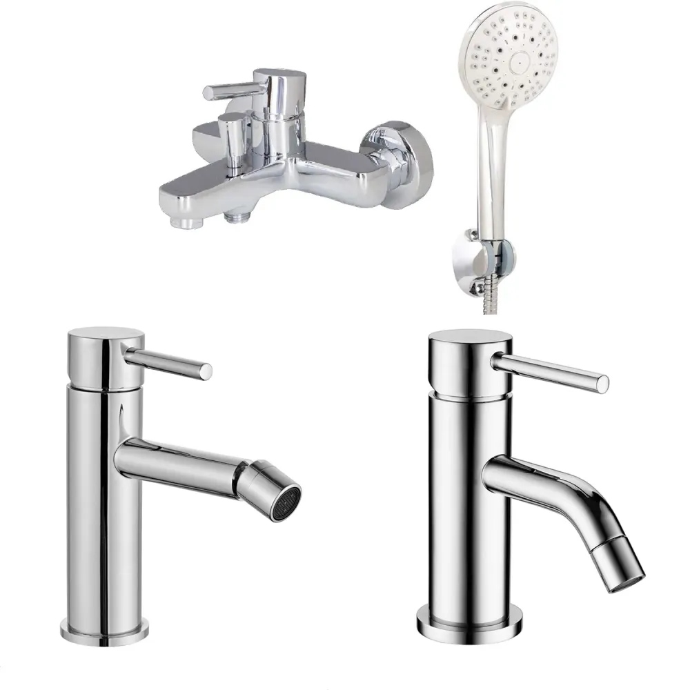 Composizione di miscelatori per lavabo, bidet e vasca Moon ottone cromato