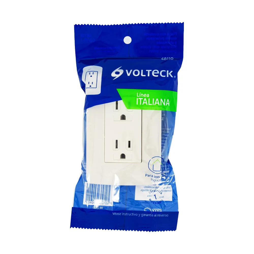 CONTACTO DUPLEX ATERRIZADO, COLOR MARFIL LINEA ITALINA VOLTECK CODO-I