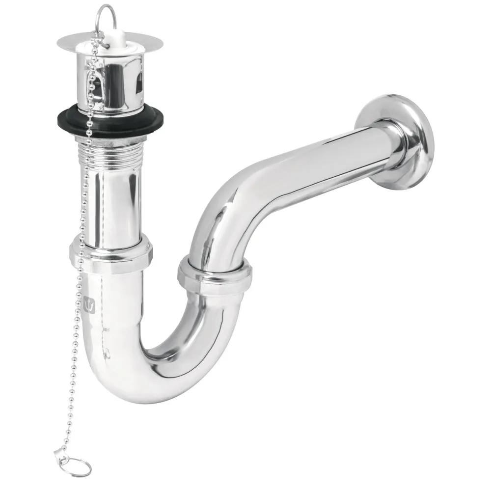 Céspol p/lavabo latón c/contra, tapón y cadena, cromo,1-1/4" FOSET CE-207