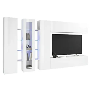 Darcadi Mueble de Pared, Mueble de Salón con Mueble TV de 3 Puertas, Mueble de Salón Multiusos con luz LED, 100% Made Ital...