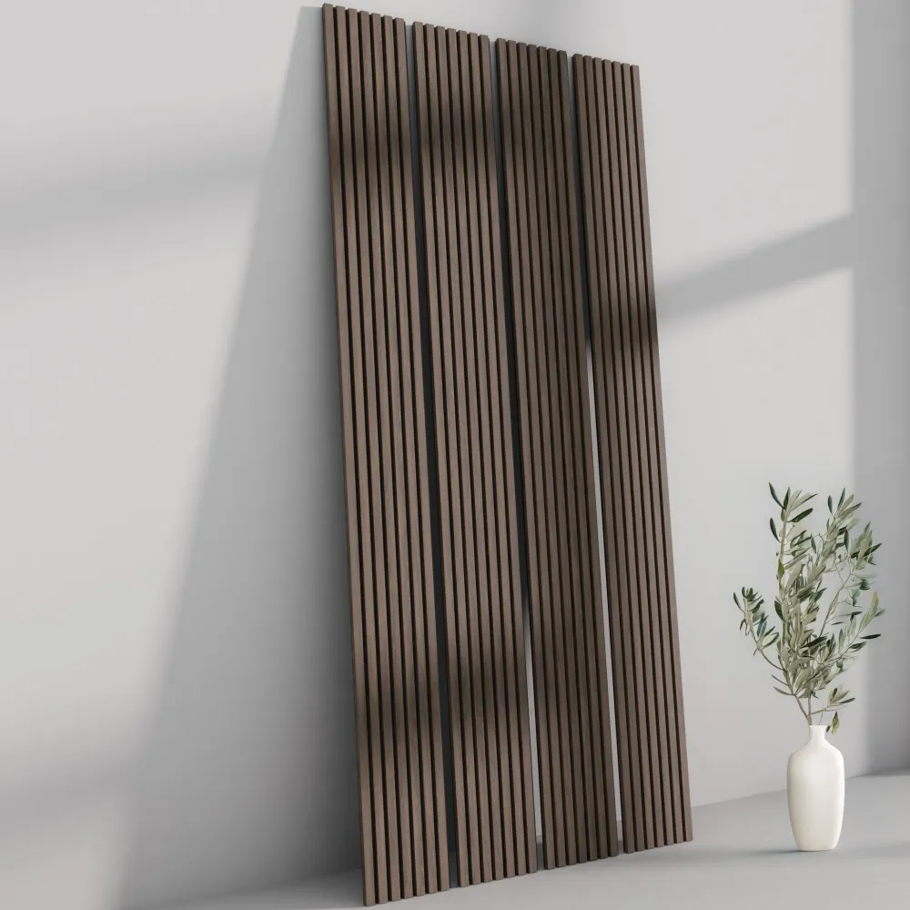 Dark Smoke Roble TrueWood 3-Sided Veneer Acoustic Slat Panel (4 Panels)