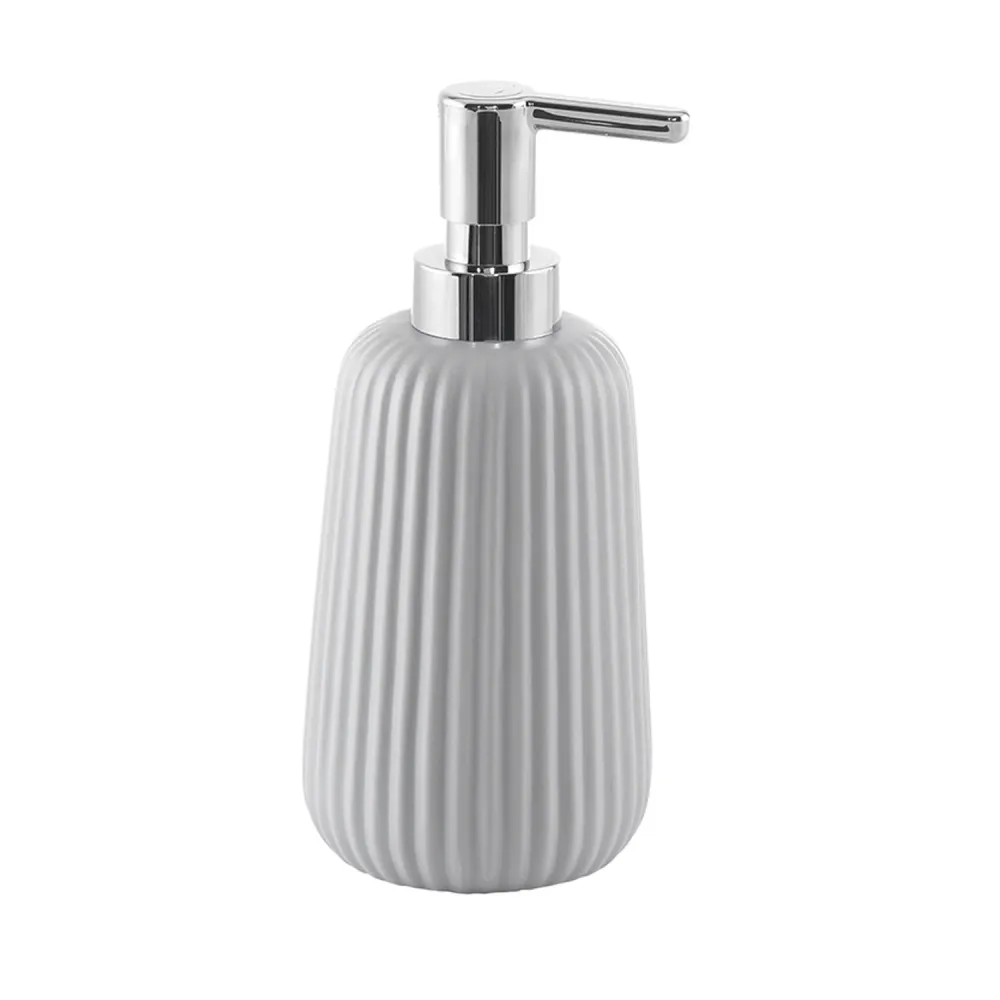Dispenser sapone da appoggio ceramica con erogatore plastica cromata Gedy modello Marika - Grigio
