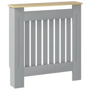 HOMCOM Cubre Radiadores Cubreradiador de MDF Cubierta para Radiador para Salón Dormitorio Pasillo 78x19x83 cm Gris y Roble