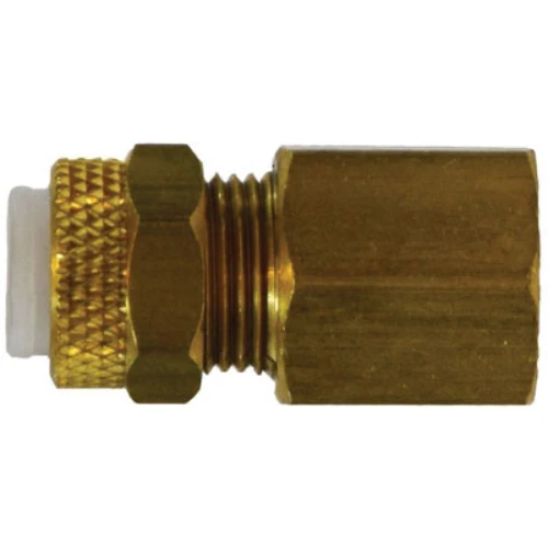 3/8 Inch Tube OD 1/4 Inch FNPTF Aluminum and Cobre Tubing Adapter Brass 20262
