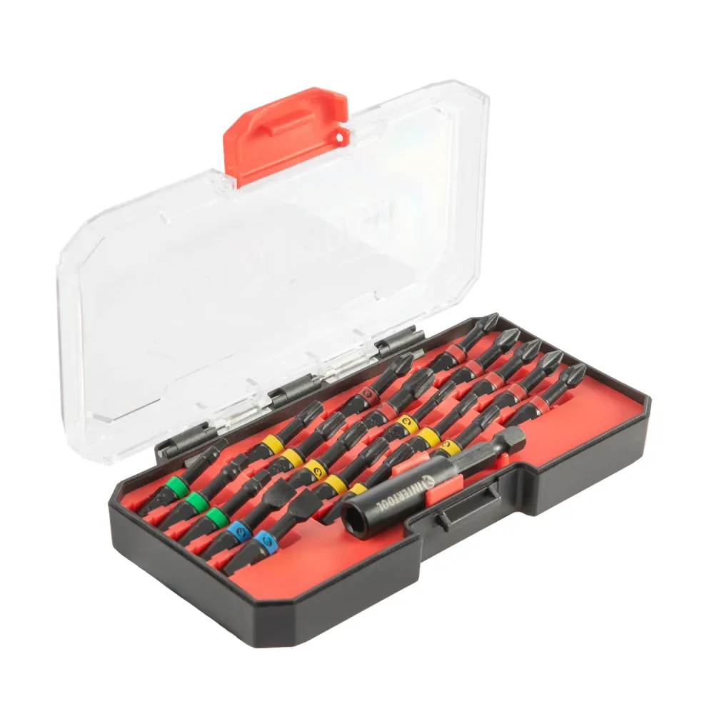 INTERTOOL 21pc Impact Bit Set | Phillips, Square, Torx, Slotted Magnetic Holder | VT08-3381