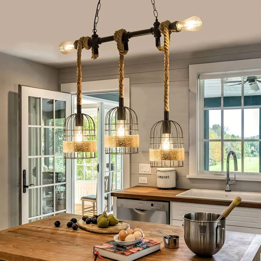 LAMPARA COLGANTE TUBO VINTAGE INDUSTRIAL 5 LUCES
