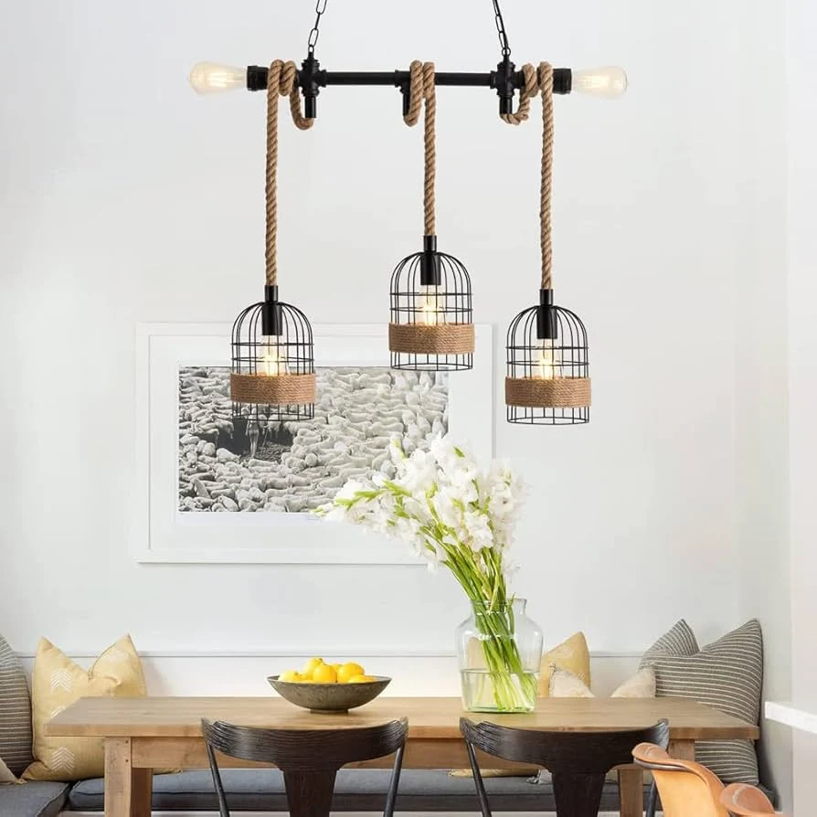 LAMPARA COLGANTE TUBO VINTAGE INDUSTRIAL 5 LUCES