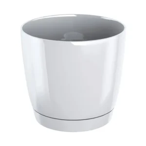Maceta Redonda De Plastico Coubi Round P En Color Blanco 28 alargado X 28 (Ancho) X 26,2 (Altura) Cm