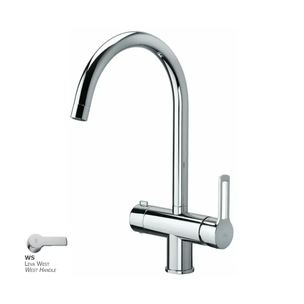 Mezclador de fregadero con caño orientable y conexión para lavavajillas Paffoni serie West - Cromado