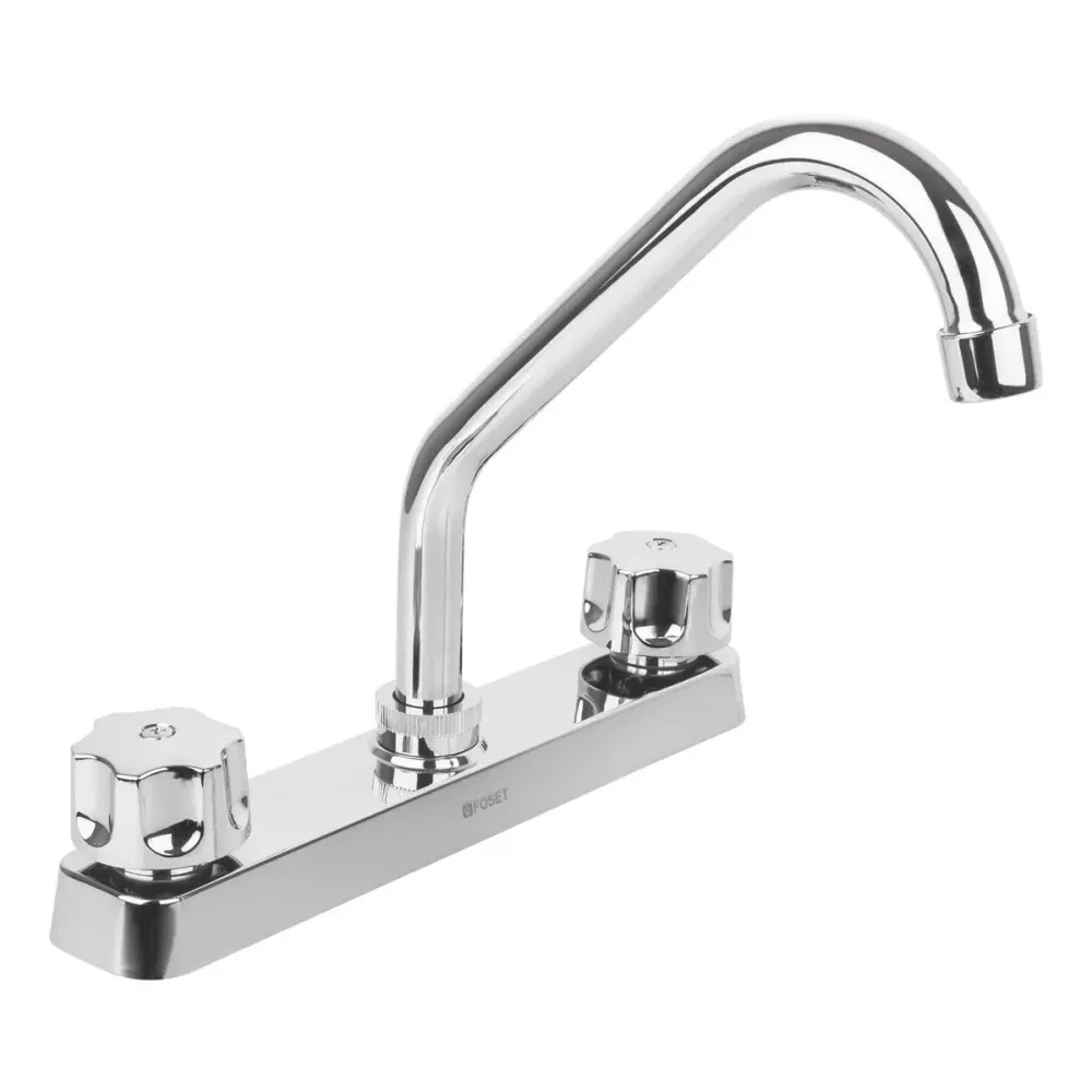 Mezcladora plástica 8" p/fregadero, cuello breve, hex basic FOSET FP-317