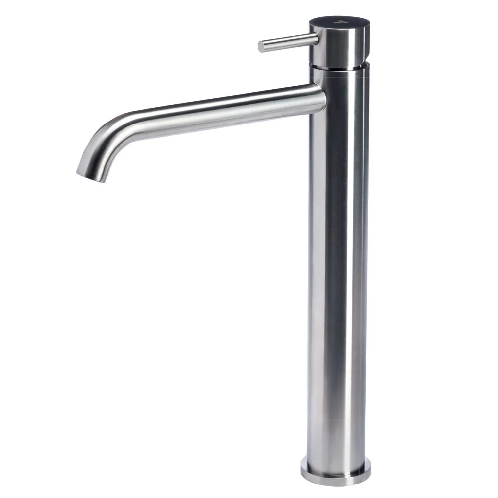 Miscelatore monocomando per lavabo Esbelto da bagno acciaio Inox Satinato senza scarico collezione Nilo di Tubico