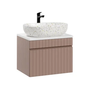 Mueble lavabo individual 60cm Zelie Rosado y Blanco