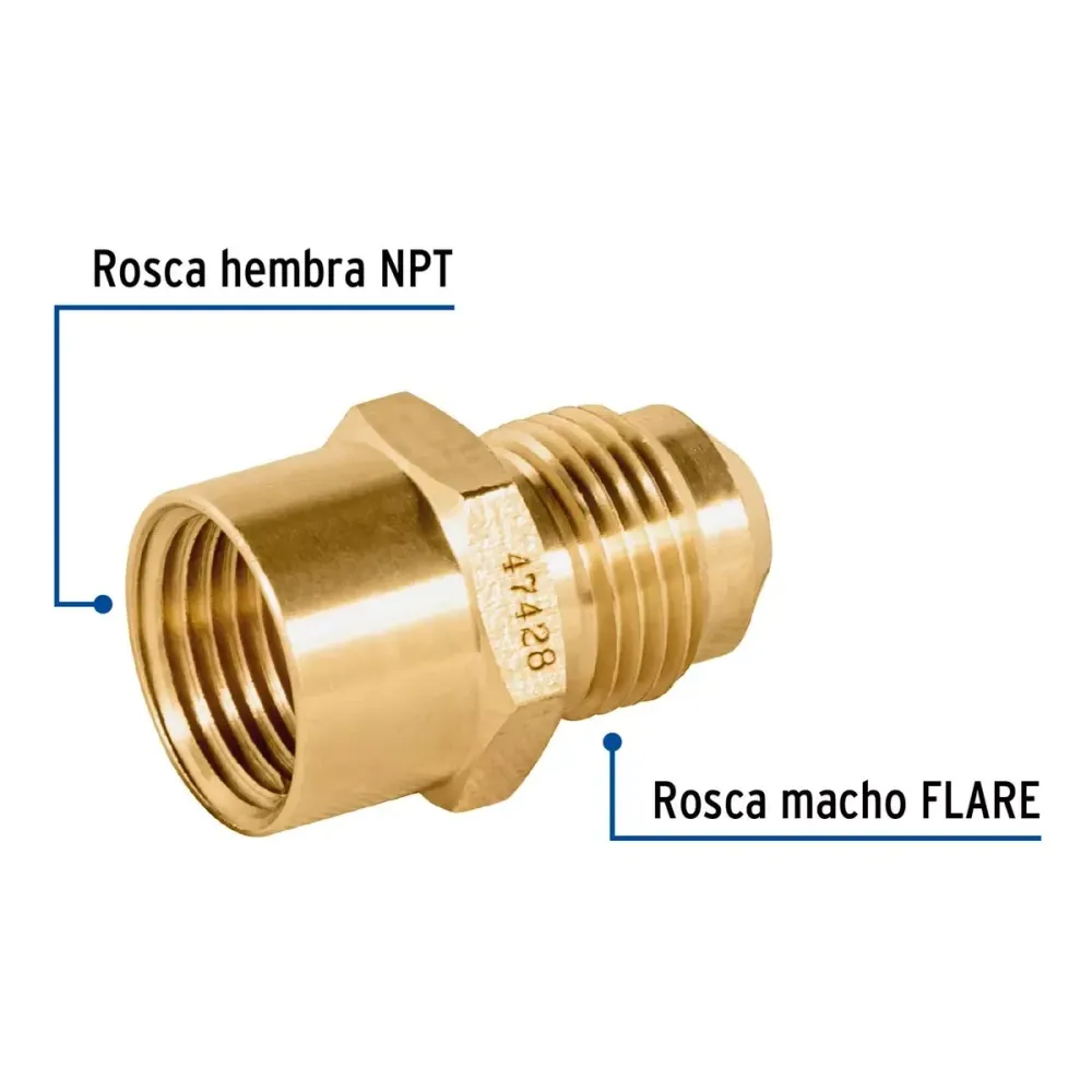 Niple campana de latón de 3/8" x 3/8", foset CLG-491