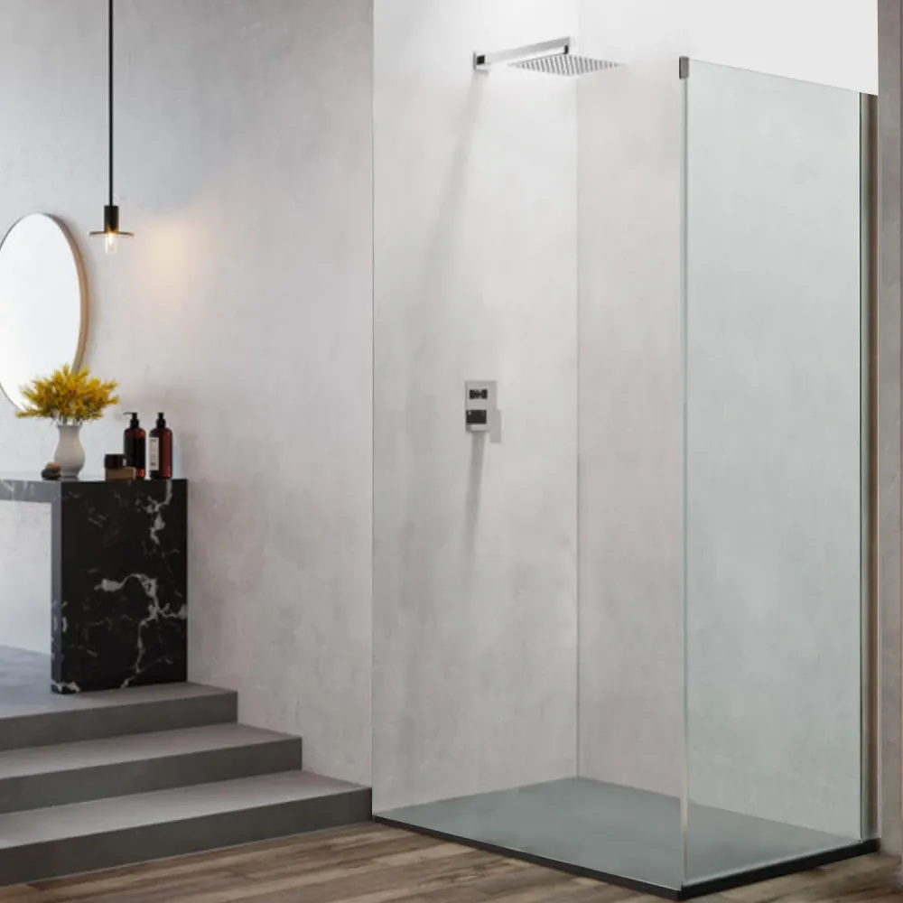 Pannello fisso da cm 80 per porta doccia apertura scorrevole reversibile modello Diomede cristallo temperato mm 8