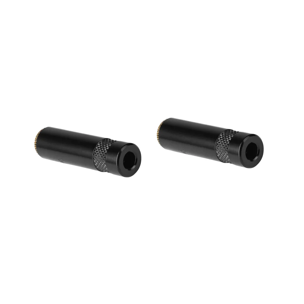 PAQ. 2 PZAS. DE PLUG 3.5mm HEMBRA ESTÉREO, CONTACTOS DORADOS COLOR NEGRO, PARA SOLDAR ABERTURA PARA CABLE DE 4mm REAN NYS-...