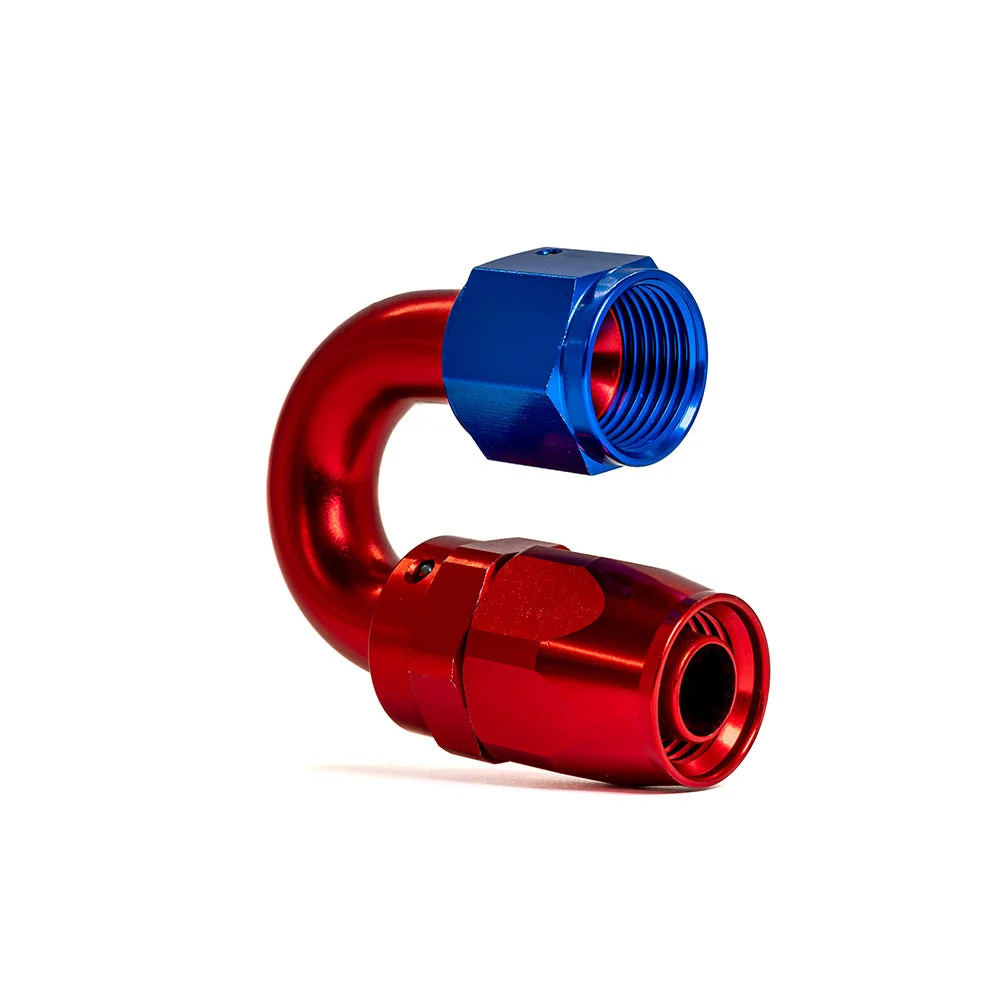 Racor AN10 Codo 180 grados Rojo y Azul