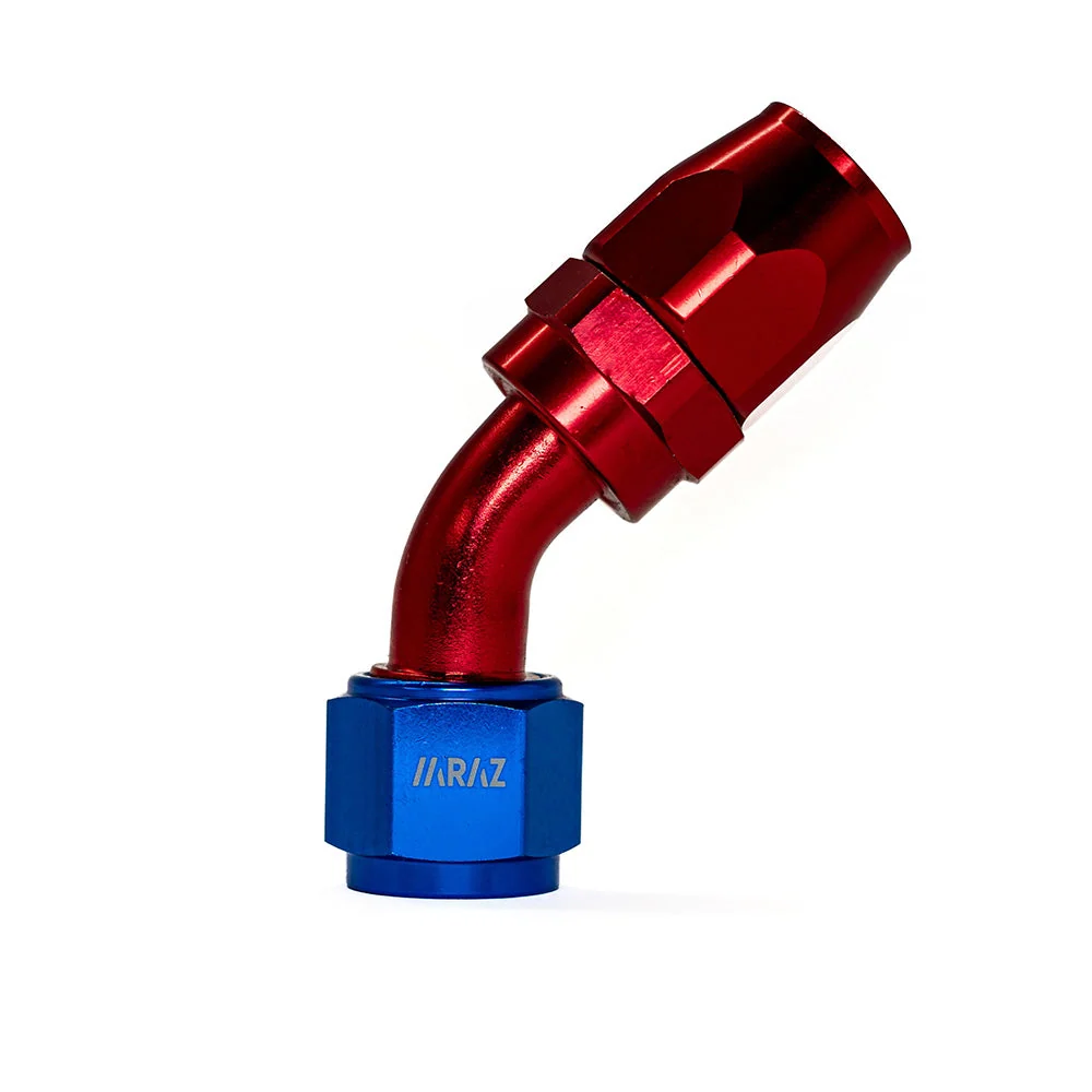 Racor AN6 Codo 45 grados Rojo y Azul