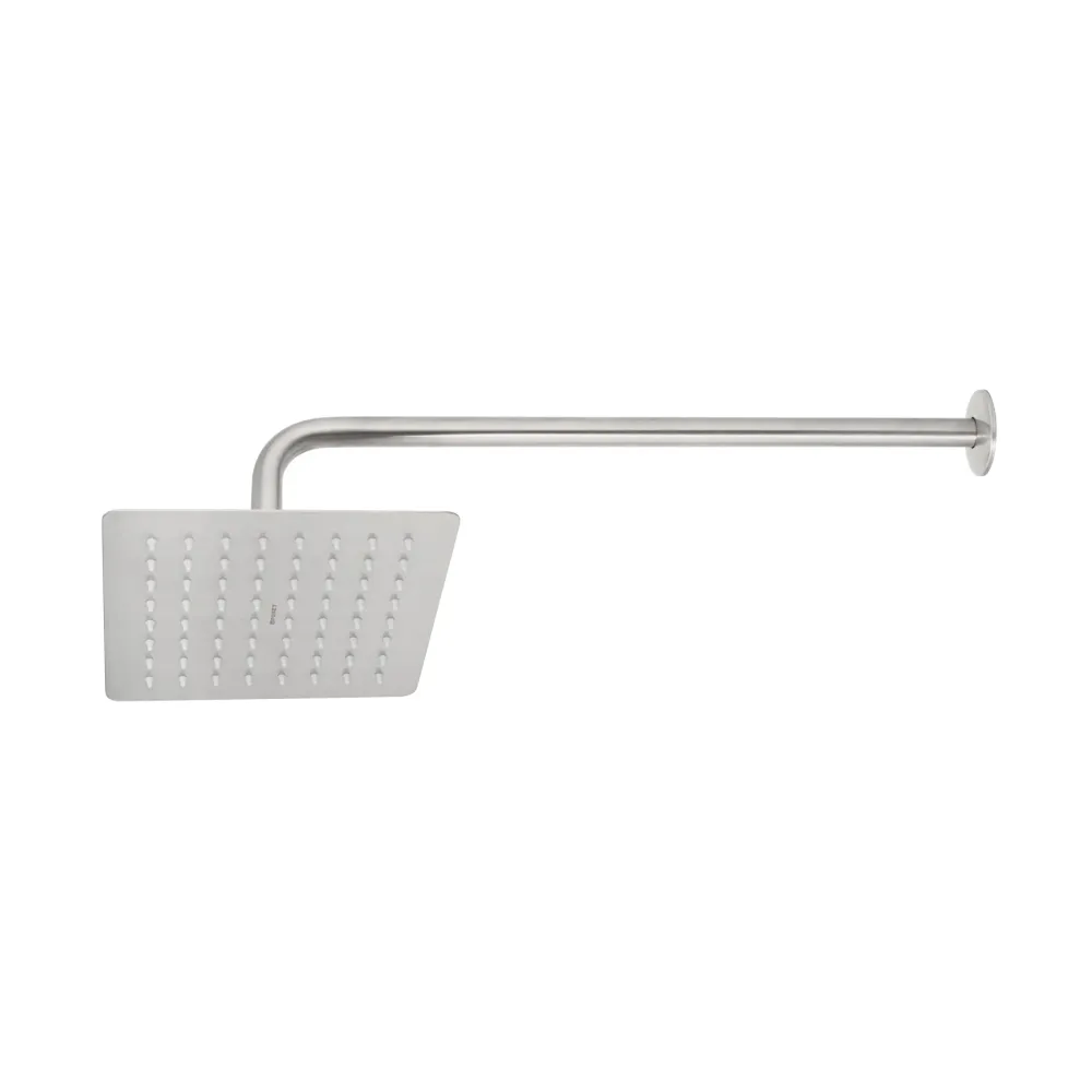 Regadera cuadrada 8', acero inox, con brazo, satín, Túbig