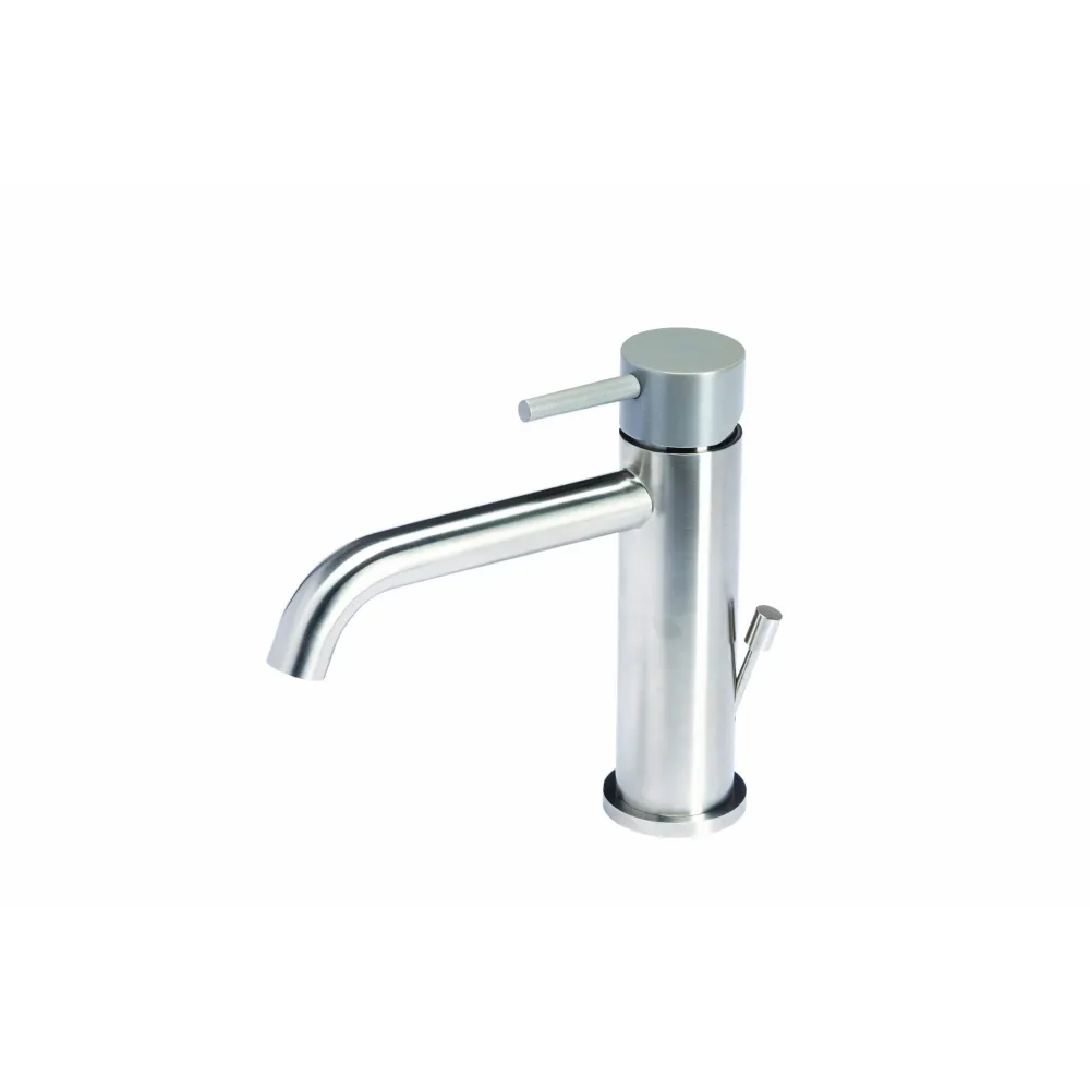 Rubinetto miscelatore Lavabo con scarico acciaio inox Finitura Spazzolata con Maniglia colore Roccia Tubico Colorado