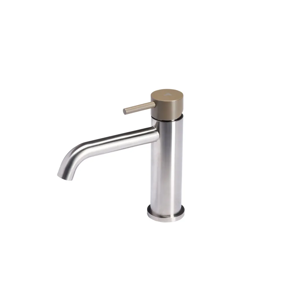 Rubinetto miscelatore Lavabo senza scarico acciaio inox Finitura Spazzolata con Maniglia colore Deserto Tubico Colorado