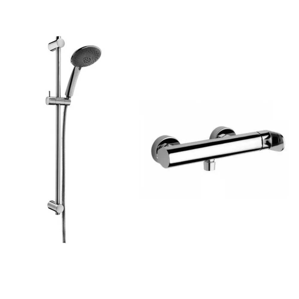 Set saliscendi con asta per doccia Prestige CRAG con miscelatore doccia esterno Candy cromo Paffoni