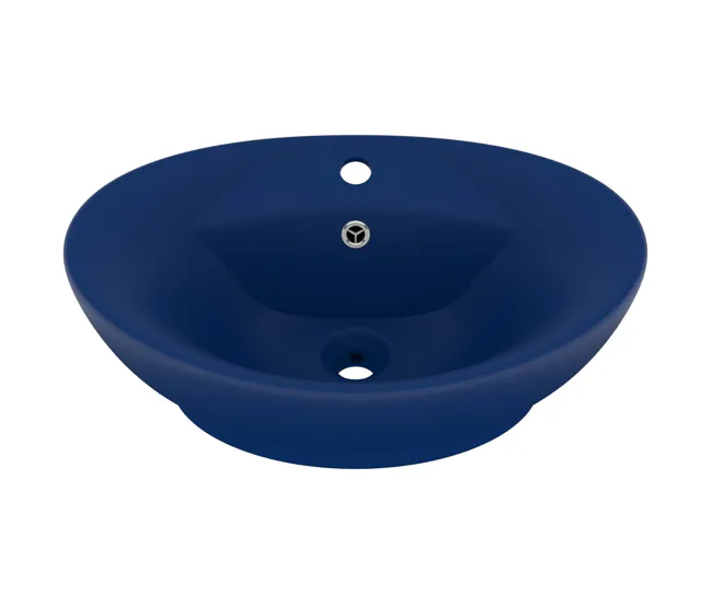vidaXL Lavabo lujoso ovalado rebosadero cerámica marrón tenebroso mate