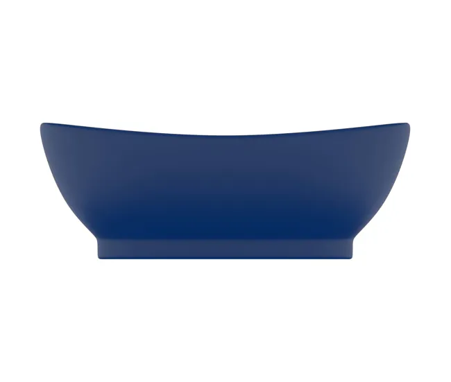 vidaXL Lavabo lujoso ovalado rebosadero cerámica marrón tenebroso mate