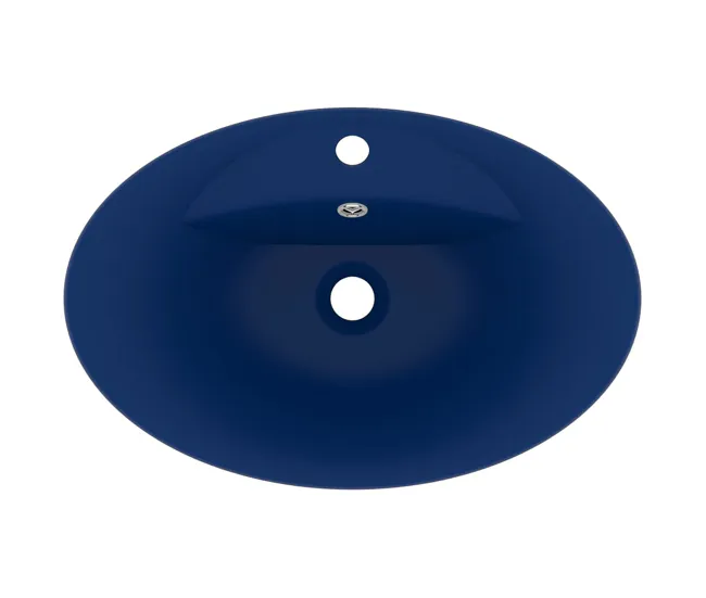 vidaXL Lavabo lujoso ovalado rebosadero cerámica marrón tenebroso mate