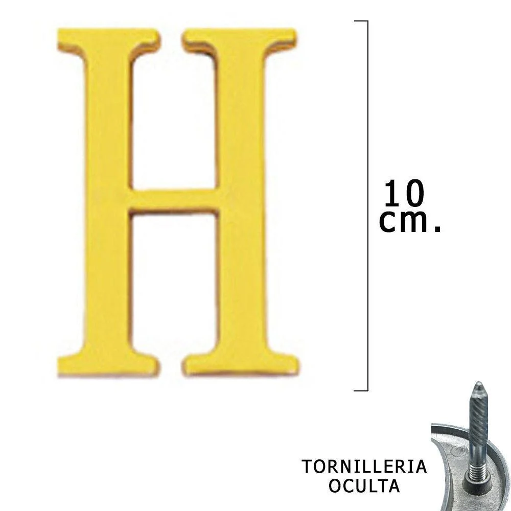 Accesorio de Montaje Letra Latón "H" 10 cm. con Tornilleria Oculta (Blister 1 Pieza)