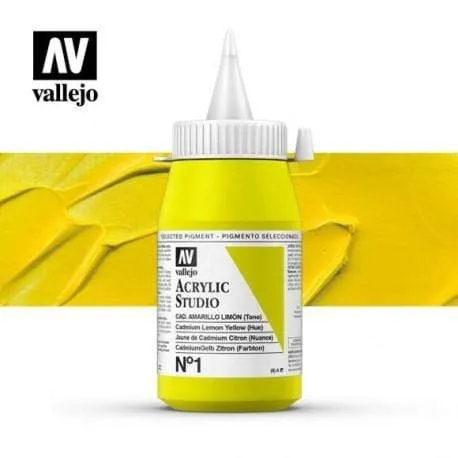 Adaptador Roscado Vallejo pintura acrilica 500ml Nº1 Amarillo cadmio limon tono