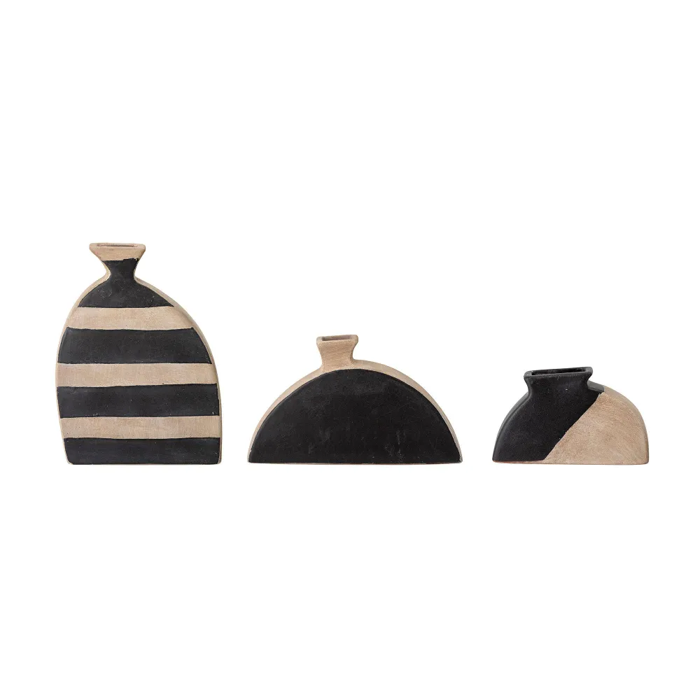 Bloomingville Jarrón Deco Nezha, negro, terracota con Junta de Estanqueidad