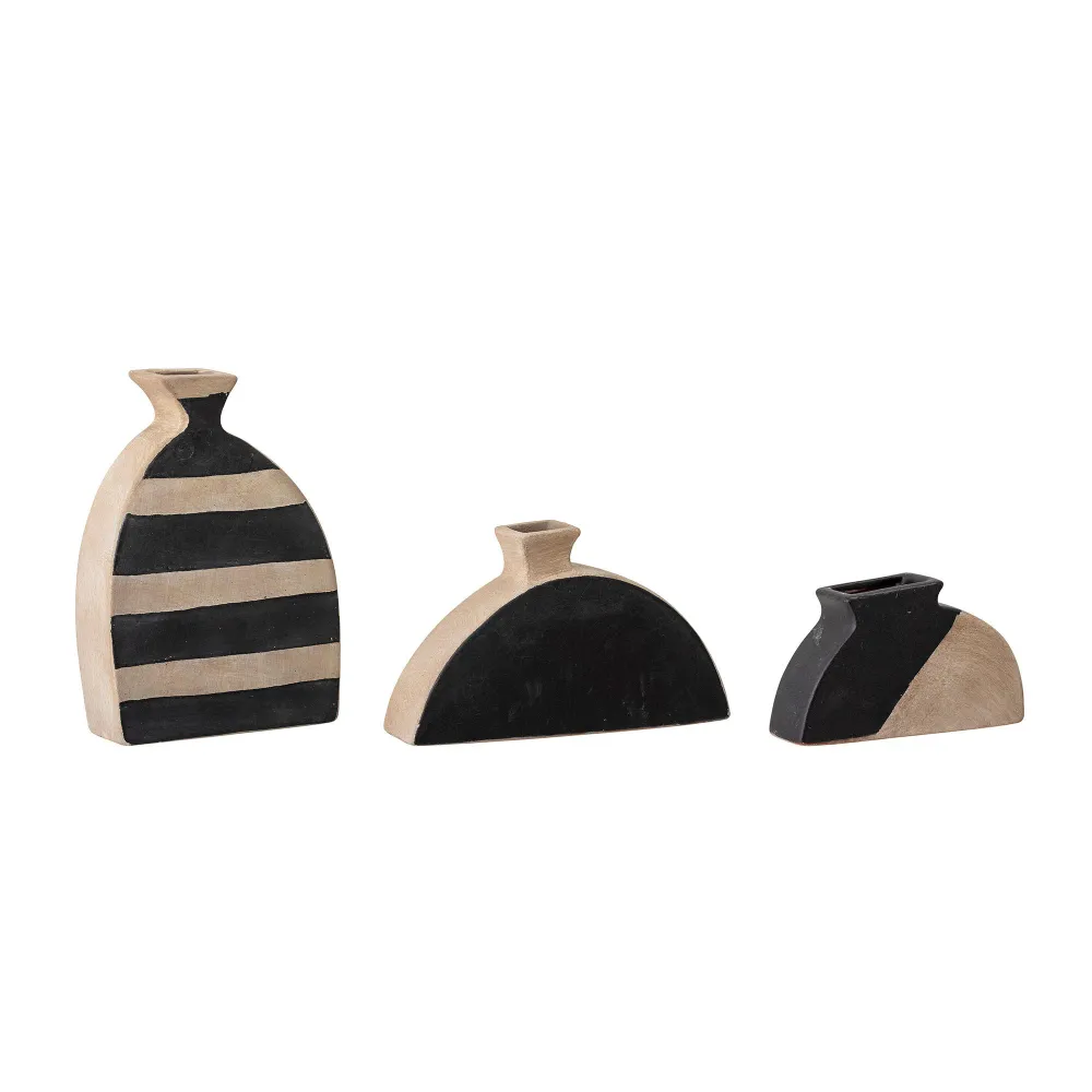 Bloomingville Jarrón Deco Nezha, negro, terracota con Junta de Estanqueidad