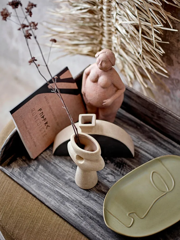 Bloomingville Jarrón Deco Nezha, negro, terracota con Junta de Estanqueidad