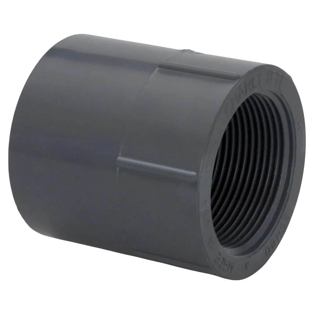 Adaptador de tuberí de PVC Charlotte Pipe Schedule 80 de 2 pulg. con conexión deslizante y 2 pulg. de profundidad FPT, paq...