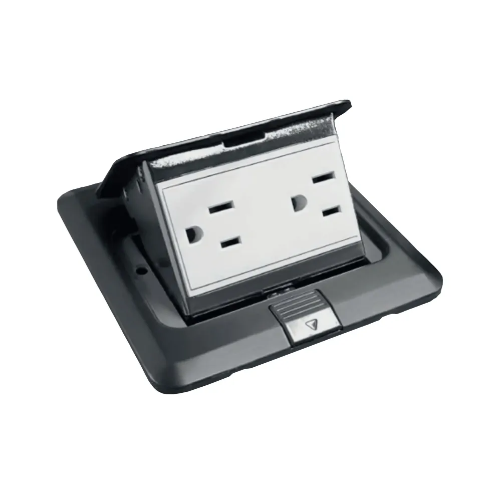 PLACA DE PISO CONTACTO DUPLEX, ACERO INOXIDABLE GRIS OXFORD, CAJA EMPOTRABLE POP UP 90-277VCA 15A IP54 ARTLITE APL-003