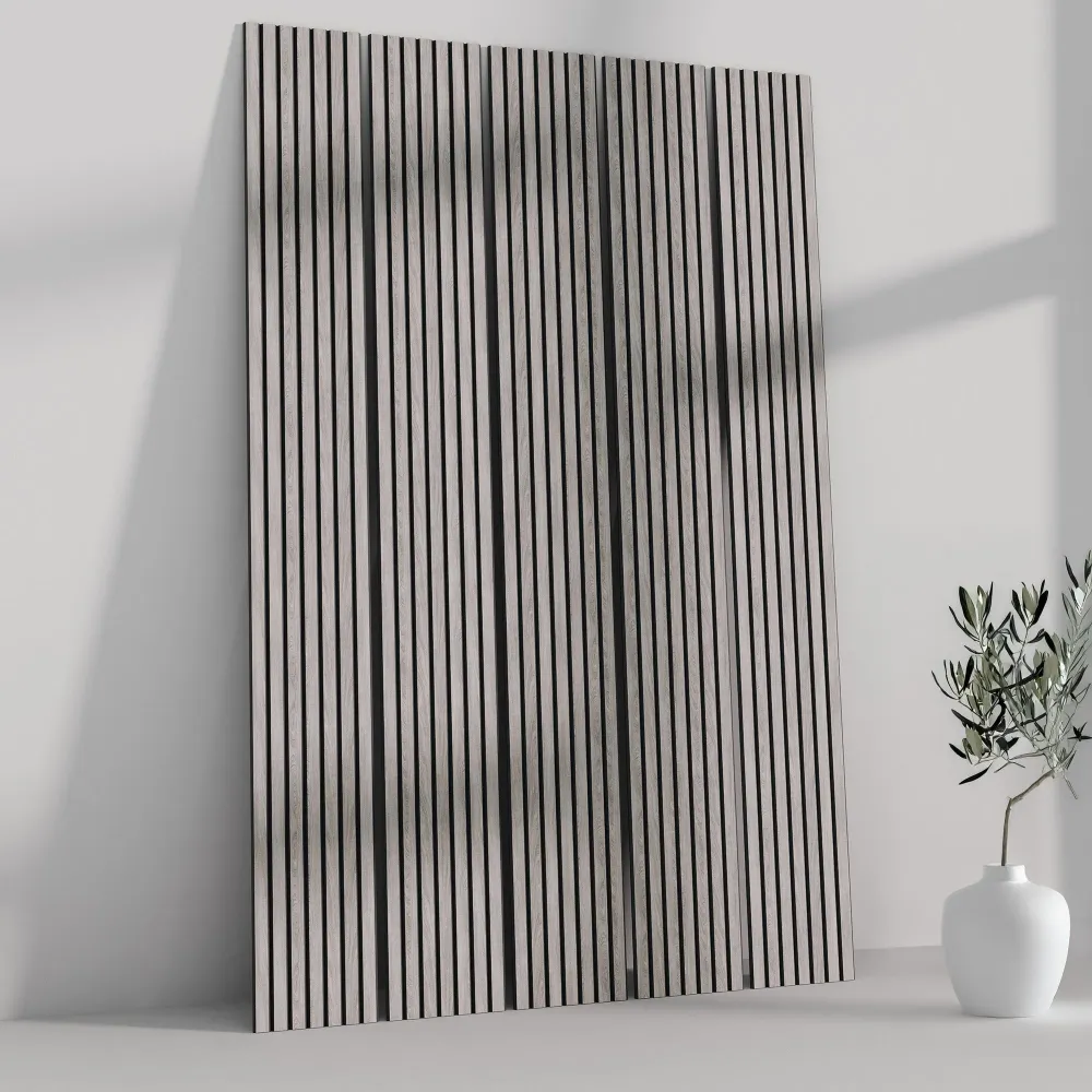 ULTRALIGHT Flexible Lightweight Grey Oak Acoustic Wood Slat Wall Panels Carbón Felt Backing