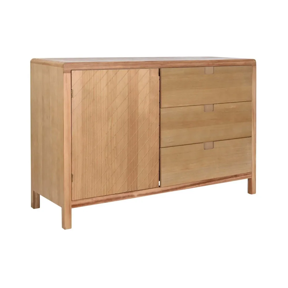 BUFFET PINO MDF 120X40X80 3 CAJONES MARRON NÍTIDO