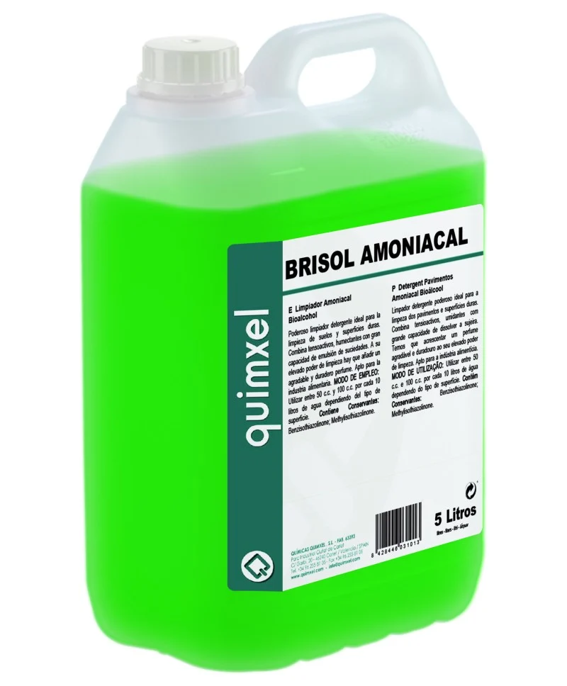 Fregasuelos Superficies Duras Bioalcohol BRIXOL AMONIACAL Quimxel 5 litros Libre de Nucleasas