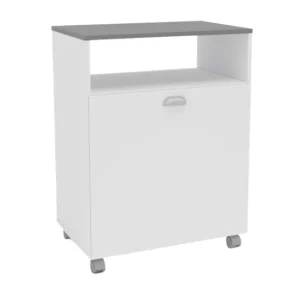 Disco Flap Mueble Auxiliar Lavanderí Con Ruedas Color Blanco Con Tapa Gris 80x61 cm