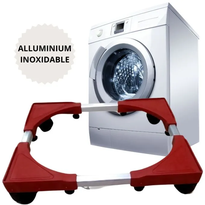 Socle Machine Laver 4 Roulettes Verrouillables - Support Réfrigérateur Aluminium Granulometrí 40-120